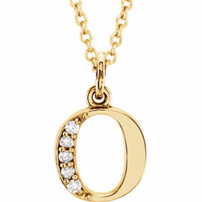 85803:60046:P 14kt Yellow .03 CTW Diamond Lowercase Letter "o" Initial 16" Necklace