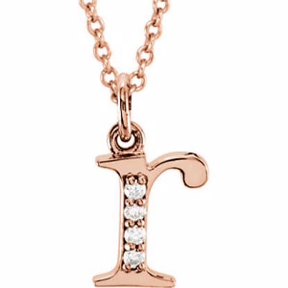 85803:60053:P 14kt Rose .025 CTW Diamond Lowercase Letter "r" Initial 16" Necklace