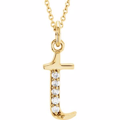 85803:60058:P 14kt Yellow .03 CTW Diamond Lowercase Letter "t" Initial 16" Necklace