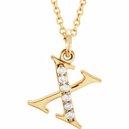 85803:60070:P 14kt Yellow .03 CTW Diamond Lowercase Letter "x" Initial 16" Necklace