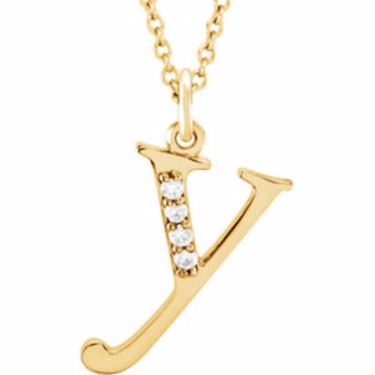 85803:60073:P 14kt Yellow .025 CTW Diamond Lowercase Letter "y" Initial 16" Necklace