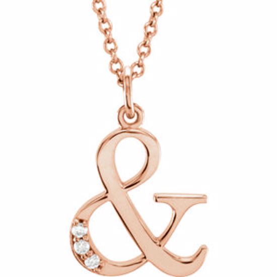 85803:60077:P 14kt Rose .02 CTW Diamond Letter "&" Initial 16" Necklace