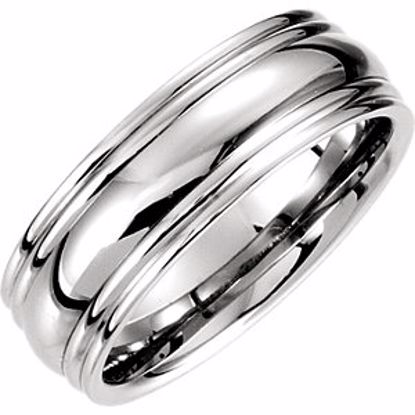 51195:347:P Platinum 7.5mm Comfort Fit Fancy Carved Band Size 6.5