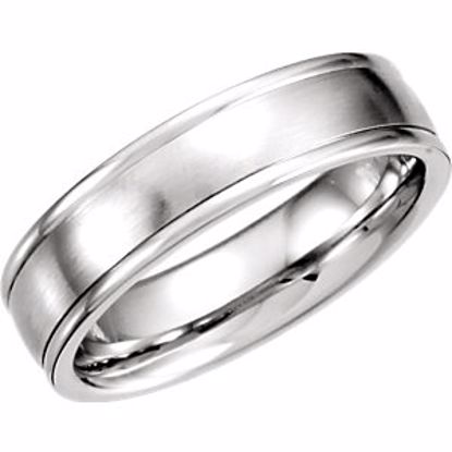 51207:204:P Palladium 6mm Fancy Carved Band with Satin Finish Size 14