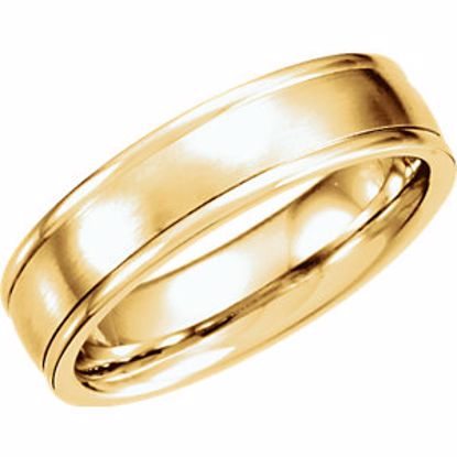 51207:171:P 14kt Yellow 6mm Fancy Carved Band with Satin Finish Size 8