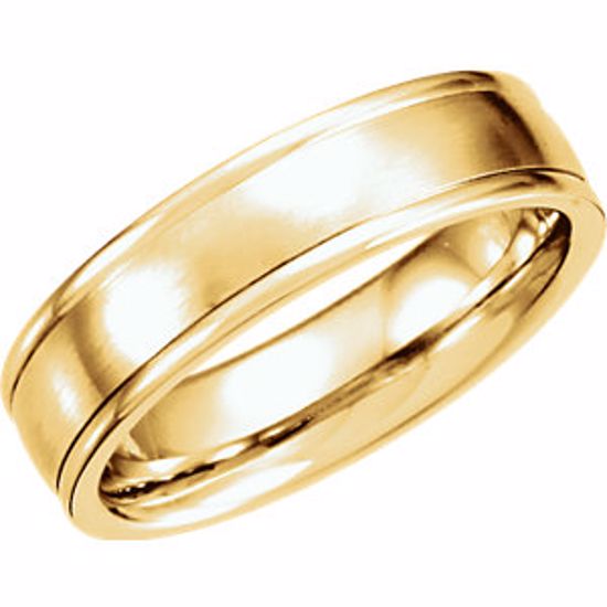 51207:172:P 14kt Yellow 6mm Fancy Carved Band with Satin Finish Size 8.5