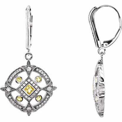 651331:70001:P 14kt White Canary Yellow Sapphire & 1/2 CTW Diamond Earrings