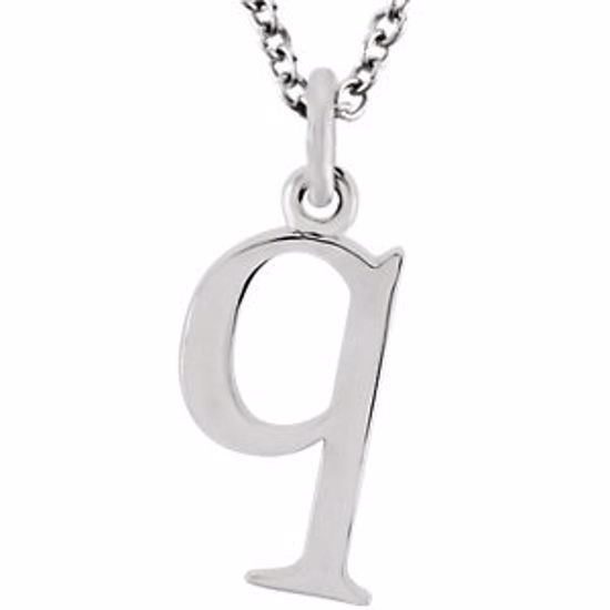 85780:70049:P 14kt White "q" Lowercase Initial 16" Necklace