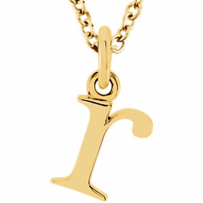 85780:70051:P 14kt Yellow "r" Lowercase Initial 16" Necklace