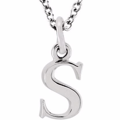 85780:70055:P 14kt White "s" Lowercase Initial 16" Necklace