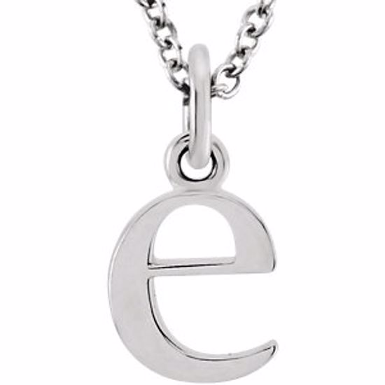 85780:70013:P 14kt White "e" Lowercase Initial 16" Necklace