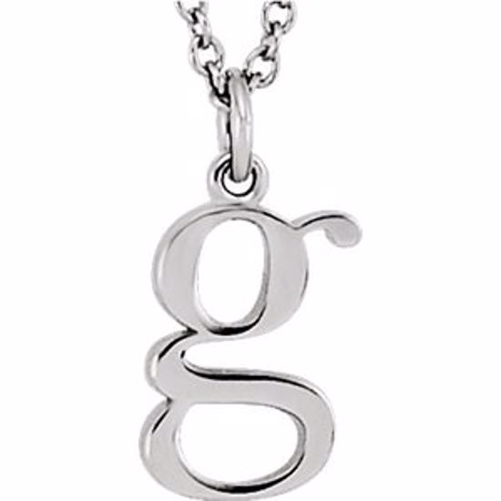 85780:70019:P 14kt White "g" Lowercase Initial 16" Necklace