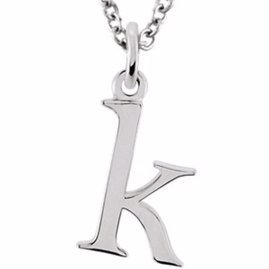 85780:70031:P 14kt White "k" Lowercase Initial 16" Necklace