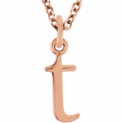 85780:70059:P 14kt Rose "t" Lowercase Initial 16" Necklace