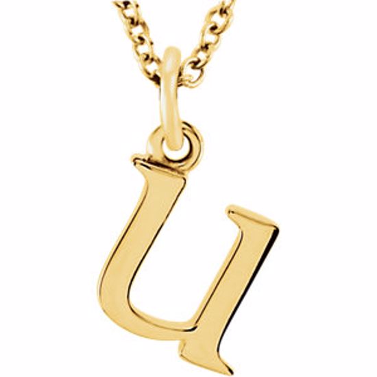 85780:70060:P 14kt Yellow "u" Lowercase Initial 16" Necklace