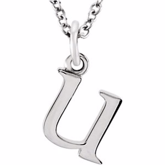 85780:70061:P 14kt White "u" Lowercase Initial 16" Necklace