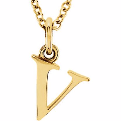 85780:70063:P 14kt Yellow "v" Lowercase Initial 16" Necklace