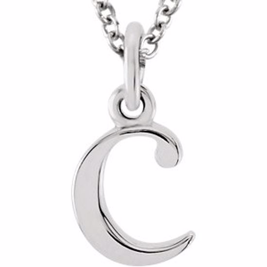 85780:70007:P 14kt White "c" Lowercase Initial 16" Necklace