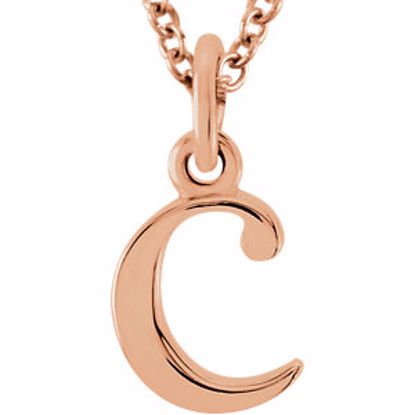 85780:70008:P 14kt Rose "c" Lowercase Initial 16" Necklace