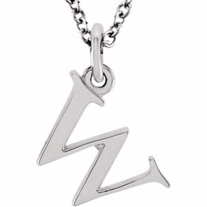 85780:70067:P 14kt White "w" Lowercase Initial 16" Necklace