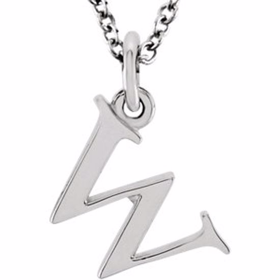 85780:70067:P 14kt White "w" Lowercase Initial 16" Necklace