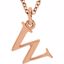 85780:70068:P 14kt Rose "w" Lowercase Initial 16" Necklace