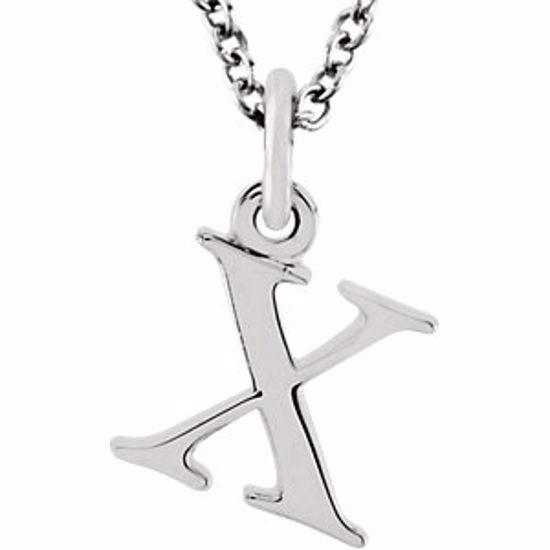 85780:70070:P 14kt White "x" Lowercase Initial 16" Necklace