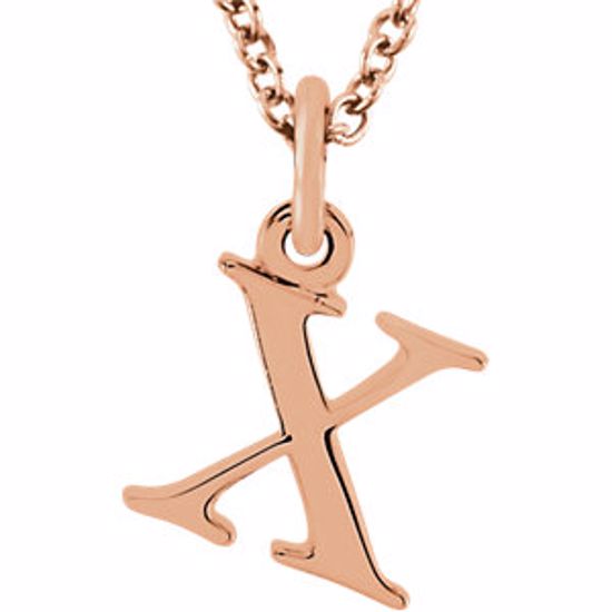 85780:70071:P 14kt Rose "x" Lowercase Initial 16" Necklace