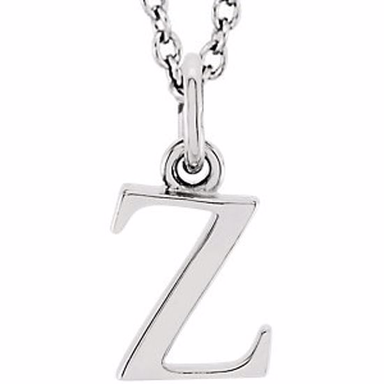 85780:70076:P 14kt White "z" Lowercase Initial 16" Necklace