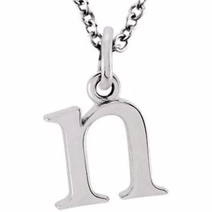 85780:70040:P 14kt White "n" Lowercase Initial 16" Necklace