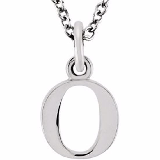 85780:70043:P 14kt White "o" Lowercase Initial 16" Necklace