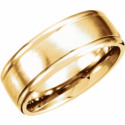 51214:173:P 14kt Yellow 8mm Fancy Carved Band with Satin Finish Size 9