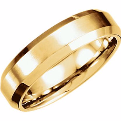 51213:170:P 14kt Yellow 6mm Beveled Edge Band with Satin Finish Size  7.5