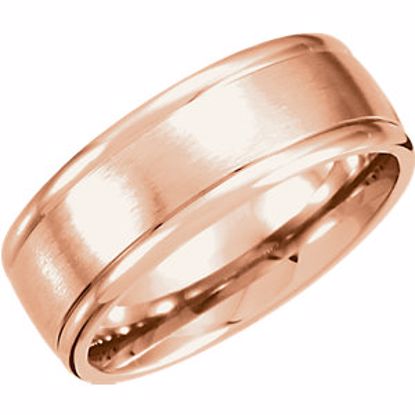 51214:125:P 14kt Rose 8mm Fancy Carved Band with Satin Finish Size 6