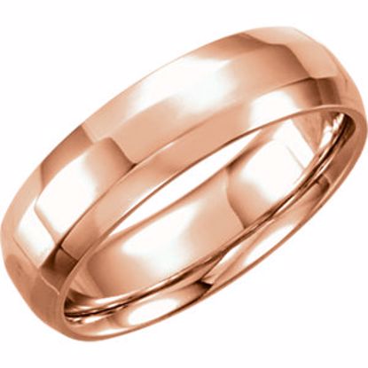 5977:128:P 14kt Rose 6mm Comfort-Fit Beveled Edge Band Size 7.5