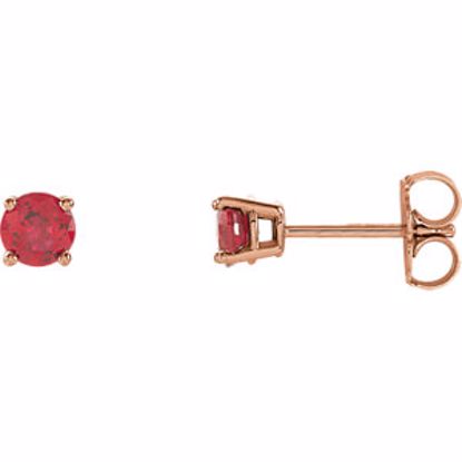 1874:70062:P 14kt Rose 4mm Round Ruby Earrings