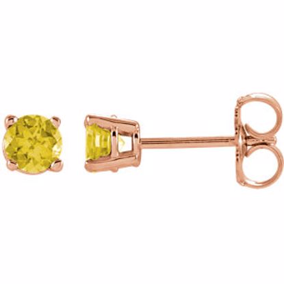 1874:70064:P 14kt Rose 4mm Round Yellow Sapphire Earrings