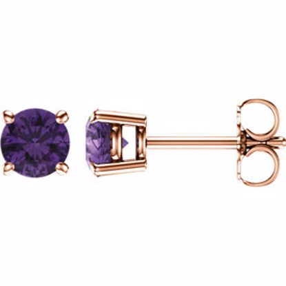 1874:70065:P 14kt Rose 5mm Round Amethyst Earrings