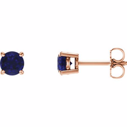 1874:70067:P 14kt Rose 5mm Round Blue Sapphire Earrings