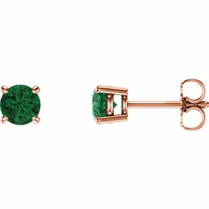 1874:70068:P 14kt Rose 5mm Round Emerald Earrings