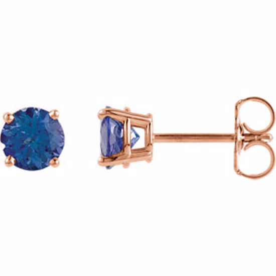 1874:70071:P 14kt Rose 5mm Round Orange Tanzanite Earrings