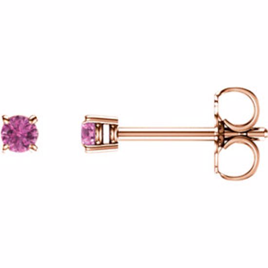 1874:70053:P 14kt Rose 2.5mm Round Pink Sapphire Earrings