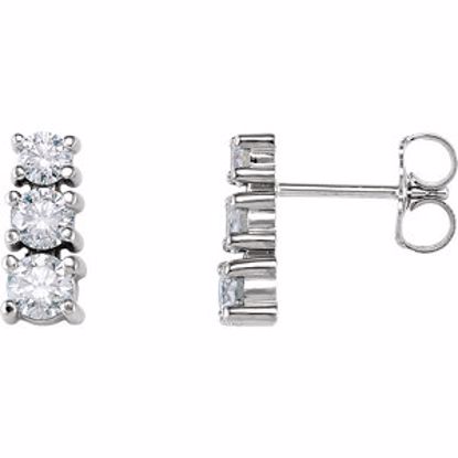 62479:60002:P 14kt White 9/10 CTW Diamond 3 Stone Earrings