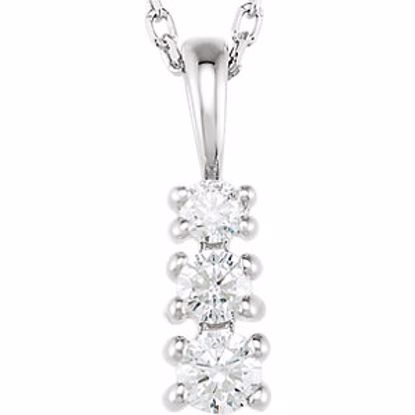 21624:60000:P 14kt White 1/6 CTW Diamond 3-Stone 18" Necklace