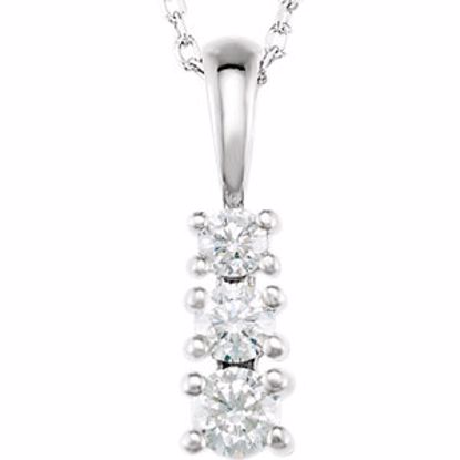 21624:60002:P 14kt White 1/3 CTW Diamond 3-Stone 18" Necklace