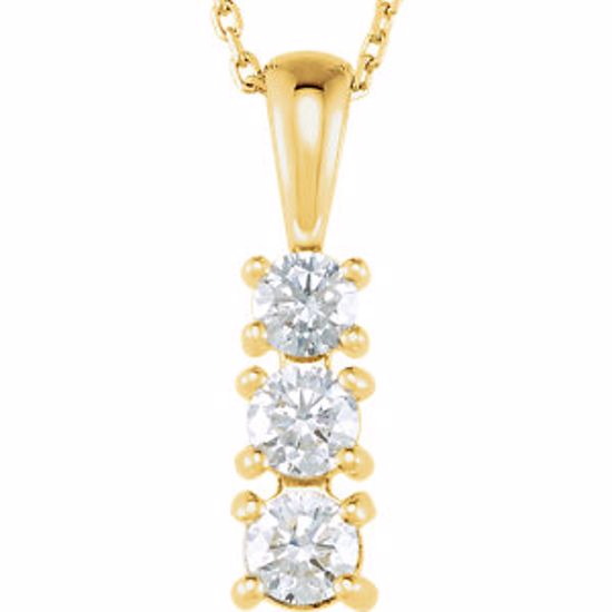 21624:60005:P 14kt Yellow 1/2 CTW Diamond 3-Stone 18" Necklace