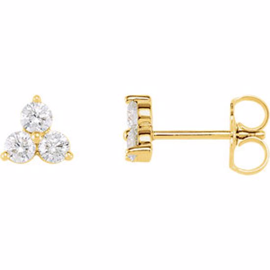 62481:60003:P 14kt Yellow 5/8 CTW Three-Stone Diamond Earrings