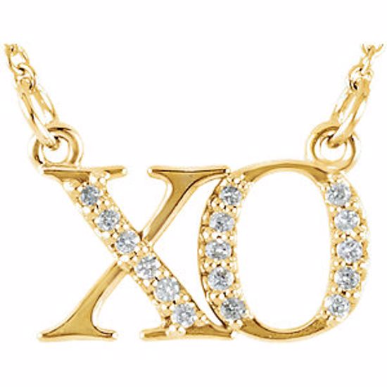 85840:60000:P 14kt Yellow .08 CTW Diamond "XO" 16" Necklace