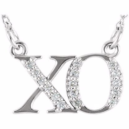 85840:60001:P 14kt White .08 CTW Diamond "XO"  16" Necklace