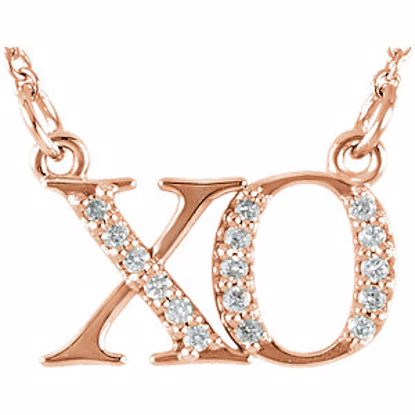 85840:60002:P 14kt Rose .08 CTW Diamond "XO" 16" Necklace